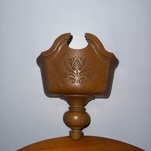 Vintage Ornate Brown Wooden Wall Pocket